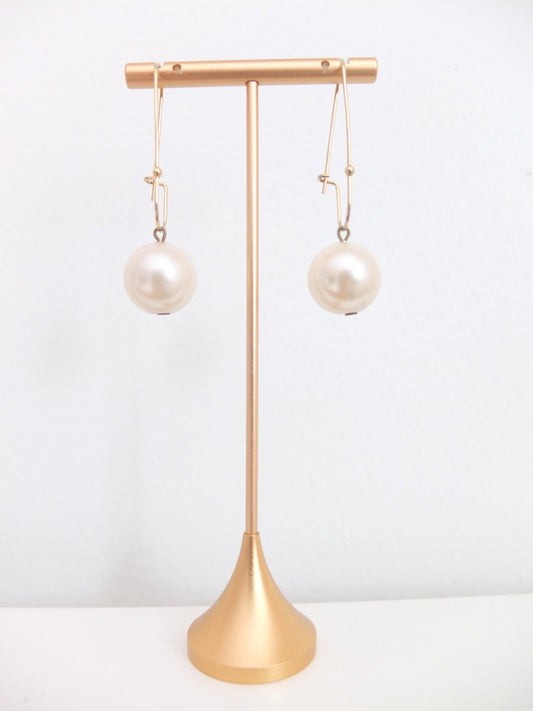 Vintage Faux Gold Dangly Pearl Earrings