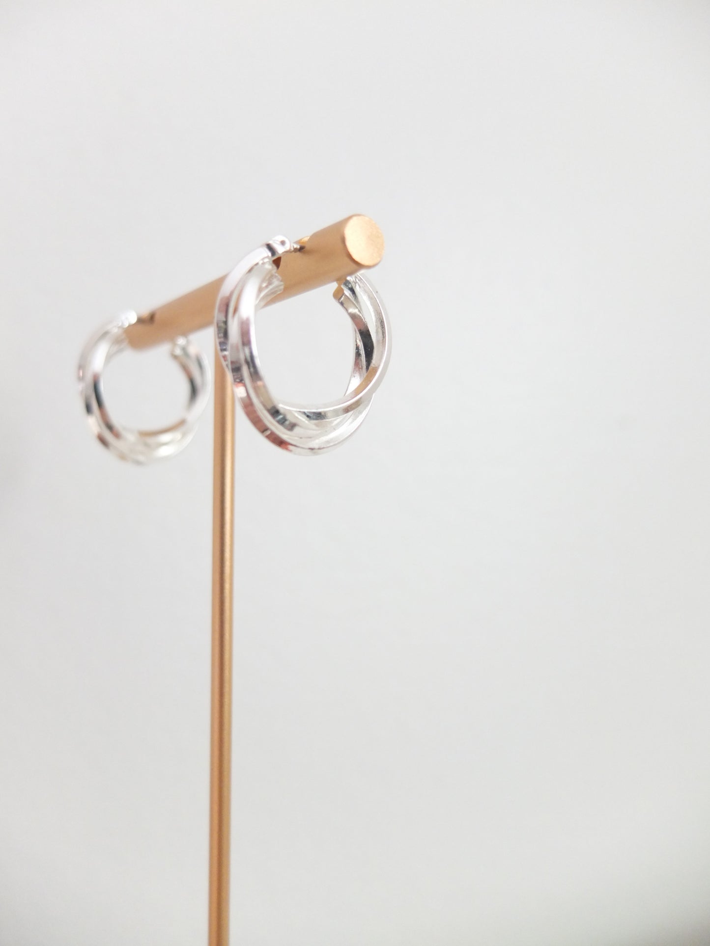 Vintage Silver Tone Twisted Mini Hoops