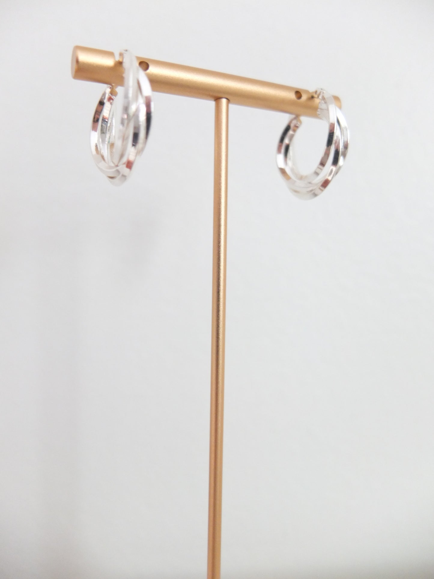 Vintage Silver Tone Twisted Mini Hoops