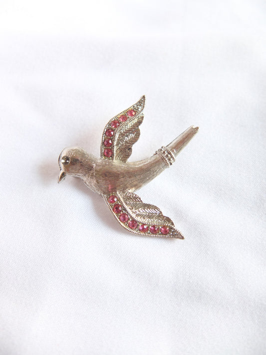 Vintage Silver Tone Bird Brooch