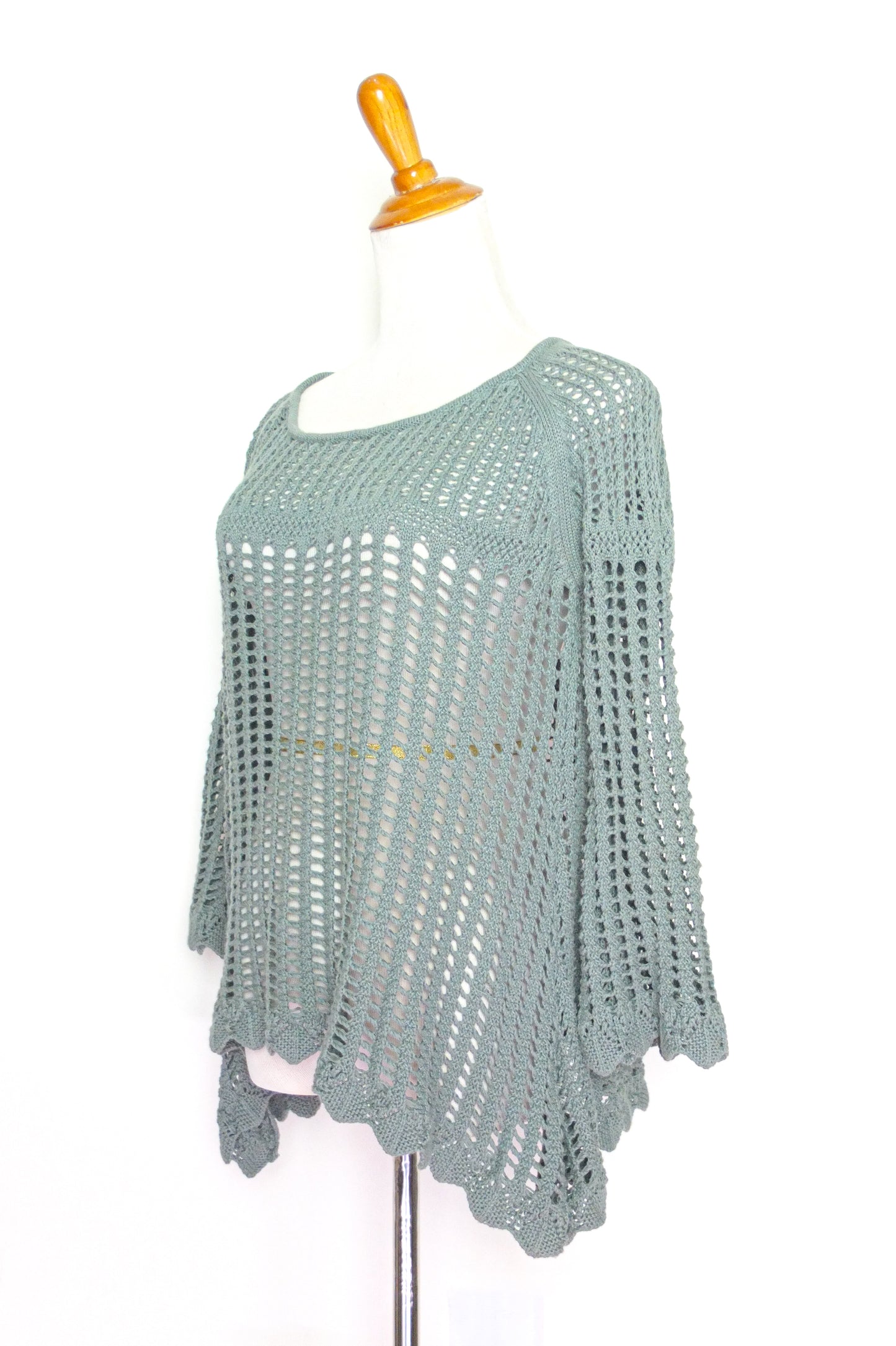 Y2K Olive Crochet Macrame Knit Top (S-M)