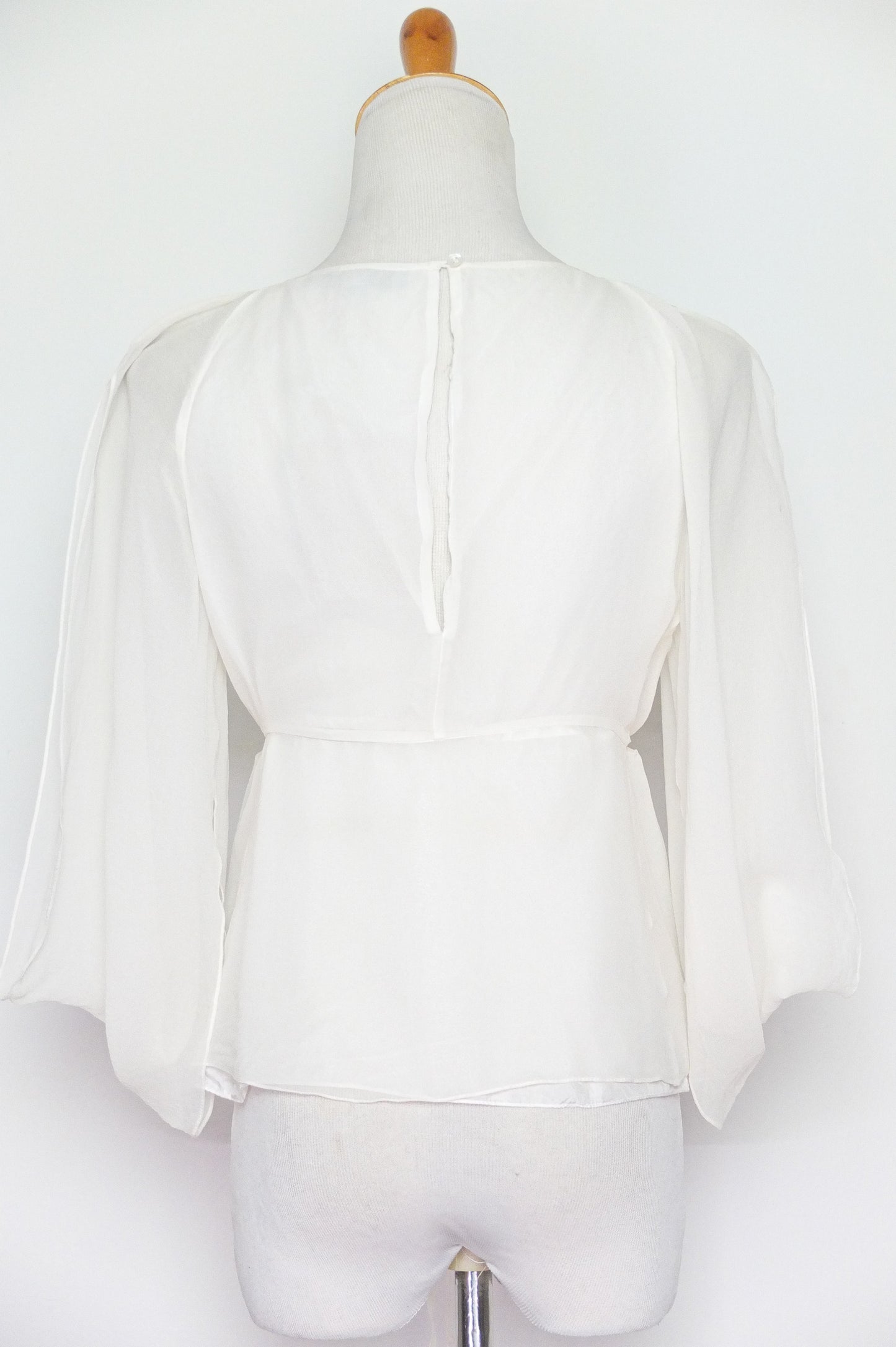 Morgane Le Fay Ivory Silk Semi Sheer Blouse (S-M)