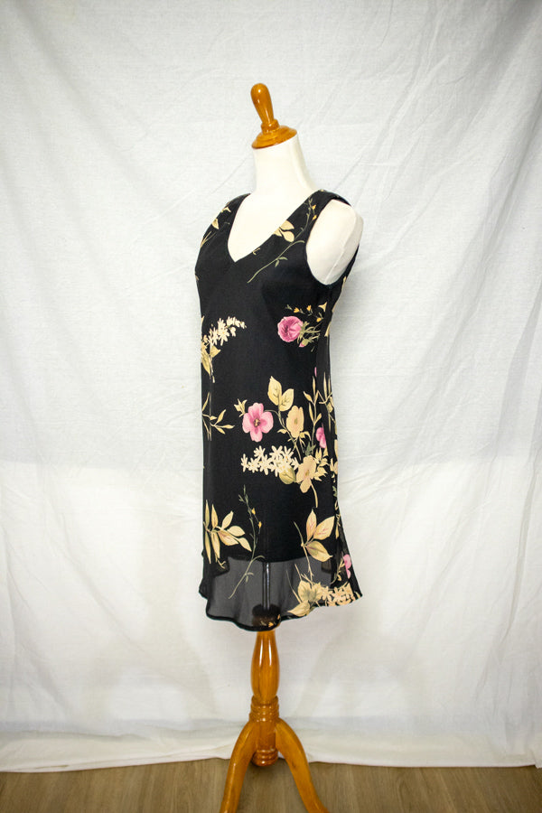 90s All That Jazz Floral Bias Cut Mini Dress (S)