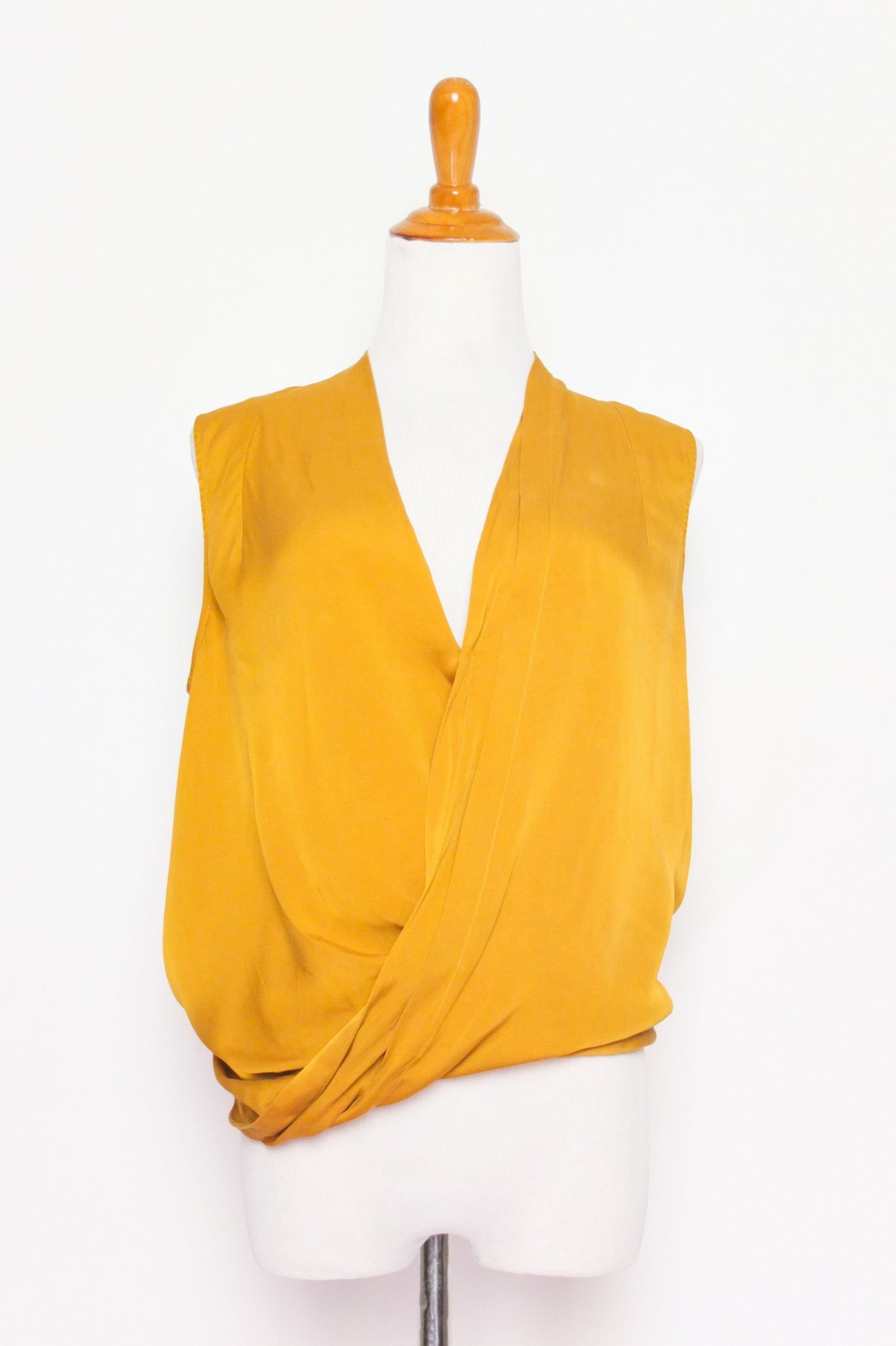 DVF Gold Silk Cowl Neck Sleeveless Top (S)