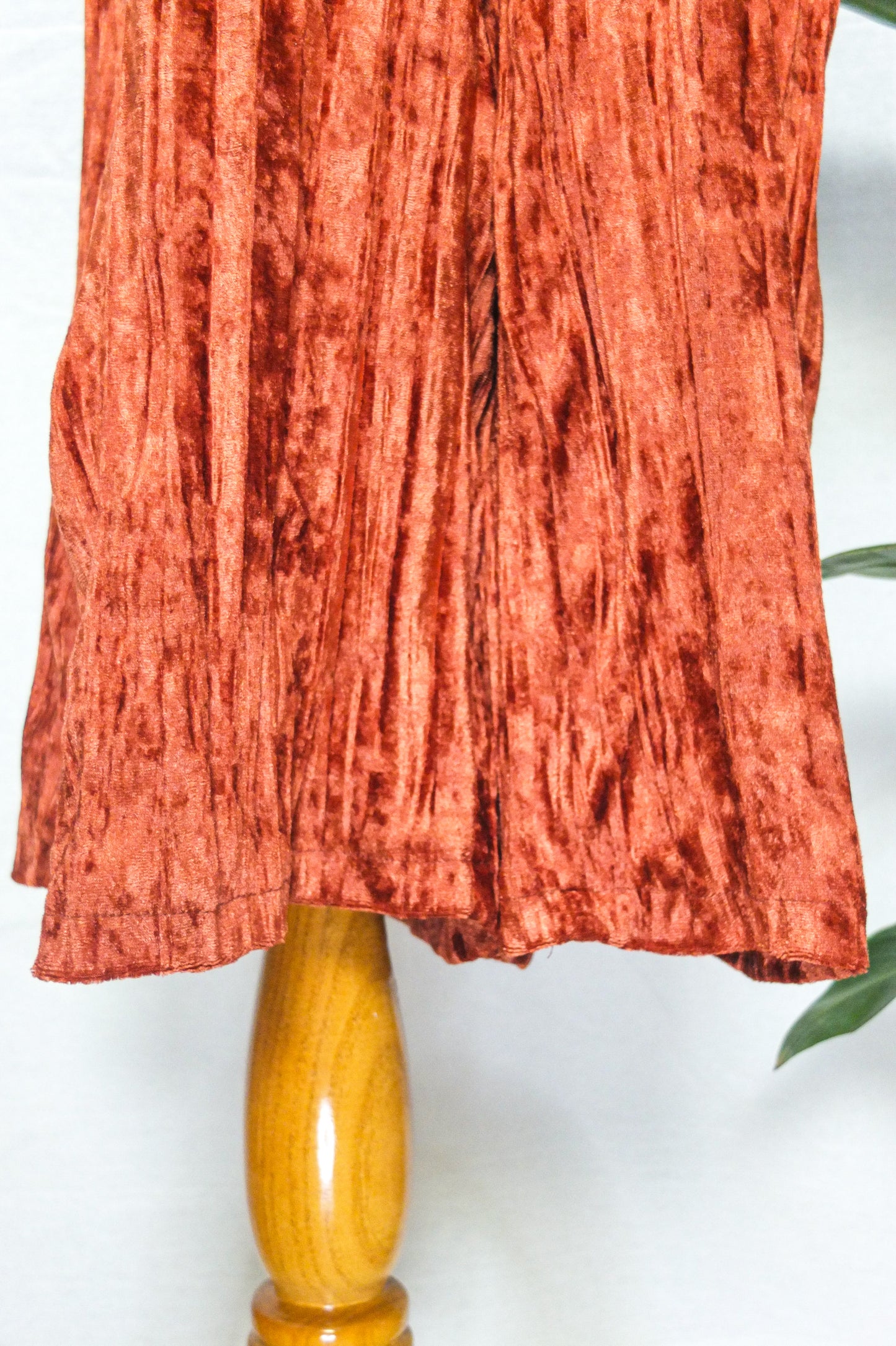 Rust Crushed Velvet Flare Culottes (L)