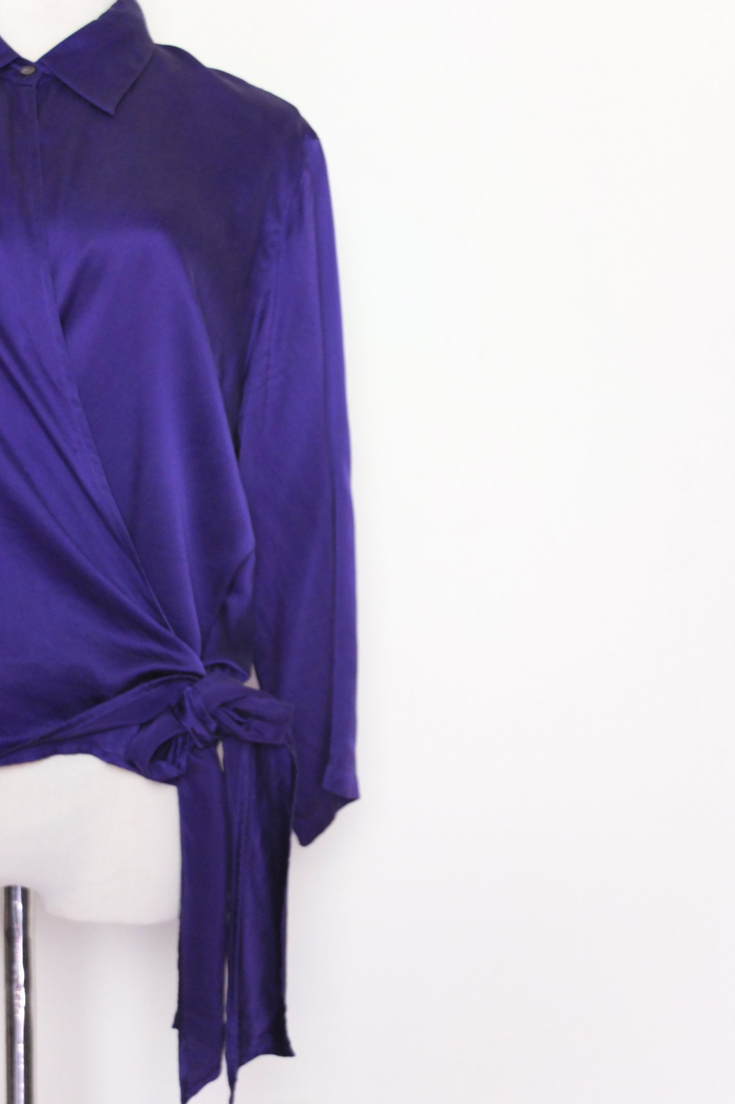 Vintage Single Button Purple Silk Blouse (L-XL)