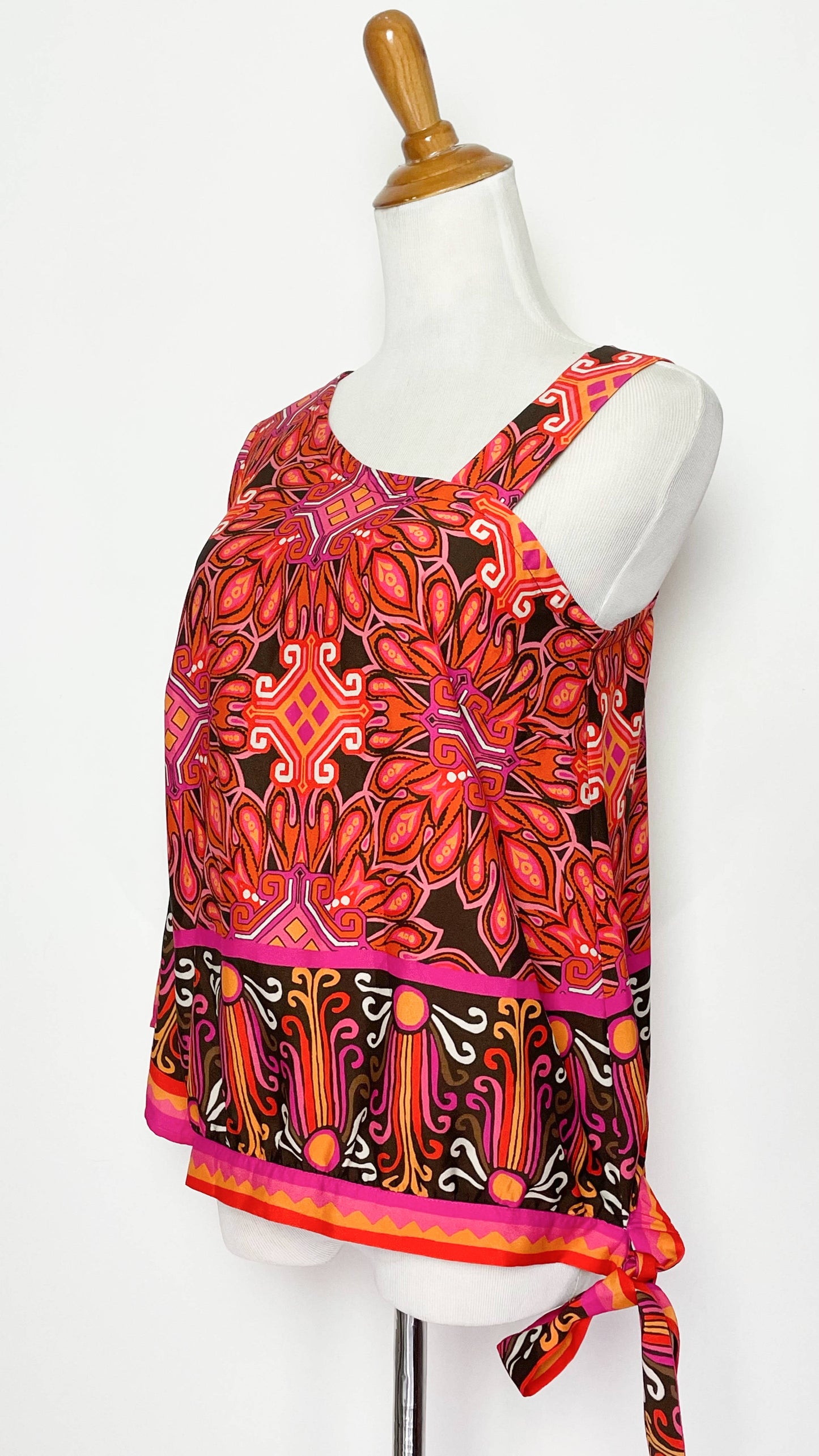 Flare Sleeve Aztec Pink Orange Groovy Top (S-M)