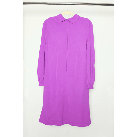 Vintage 60s Purple Knit Zipup Dress (M)